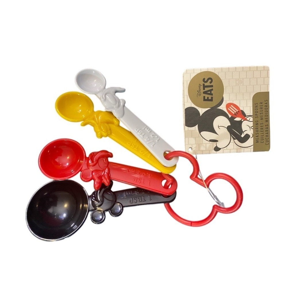 Disney Eats Mickey Mouse Measuring Spoons Set 4 Pc Multicolor w/ Ring‎